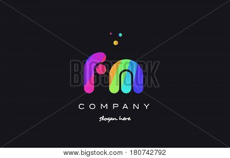 Fm F M  Colored Rainbow Creative Colors Alphabet Letter Logo Icon