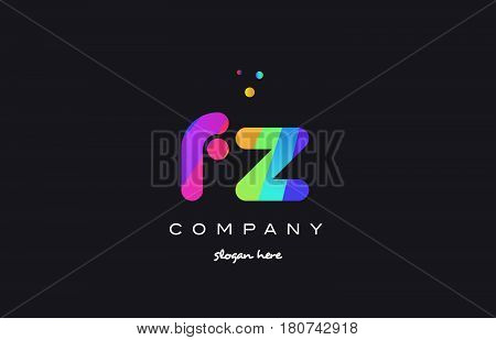 Fz F Z  Colored Rainbow Creative Colors Alphabet Letter Logo Icon