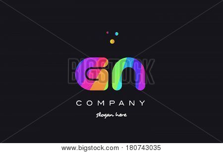 Gn G N  Colored Rainbow Creative Colors Alphabet Letter Logo Icon