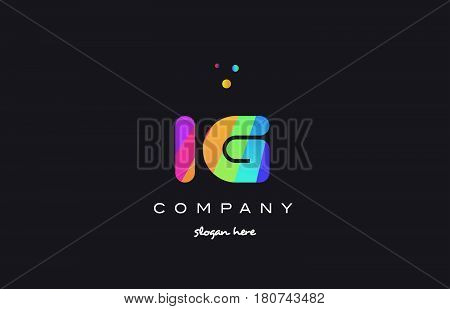 Ig I Q  Colored Rainbow Creative Colors Alphabet Letter Logo Icon