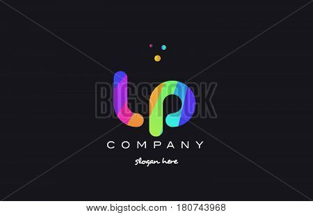 Lp L P  Colored Rainbow Creative Colors Alphabet Letter Logo Icon