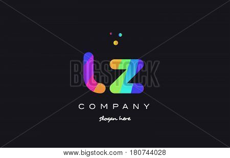 Lz L Z  Colored Rainbow Creative Colors Alphabet Letter Logo Icon