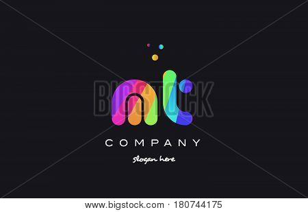 Mt M T  Colored Rainbow Creative Colors Alphabet Letter Logo Icon