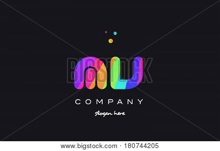 Mv M V  Colored Rainbow Creative Colors Alphabet Letter Logo Icon
