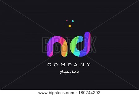 Nd N D  Colored Rainbow Creative Colors Alphabet Letter Logo Icon