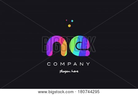Ne N E  Colored Rainbow Creative Colors Alphabet Letter Logo Icon