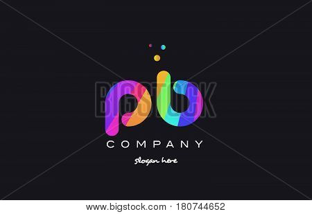 Pb P B  Colored Rainbow Creative Colors Alphabet Letter Logo Icon