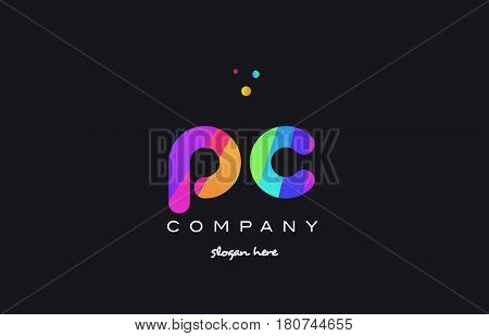 Pc P C  Colored Rainbow Creative Colors Alphabet Letter Logo Icon