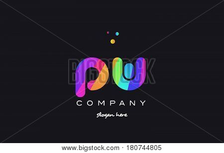 Pw P W  Colored Rainbow Creative Colors Alphabet Letter Logo Icon
