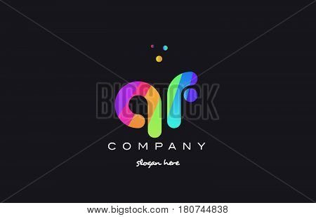 Qf Q F  Colored Rainbow Creative Colors Alphabet Letter Logo Icon