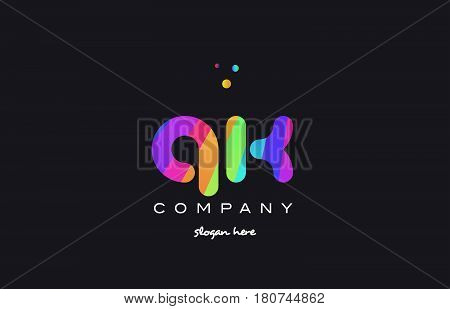 Qk Q K  Colored Rainbow Creative Colors Alphabet Letter Logo Icon