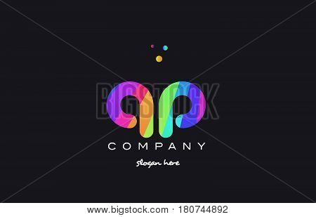 Qp Q P  Colored Rainbow Creative Colors Alphabet Letter Logo Icon