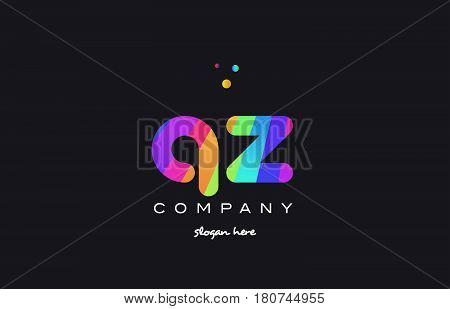 Qz Q Z  Colored Rainbow Creative Colors Alphabet Letter Logo Icon