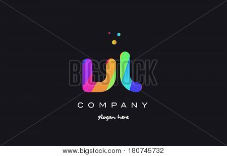 Vl V L  Colored Rainbow Creative Colors Alphabet Letter Logo Icon