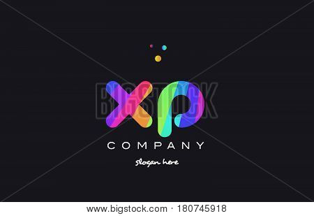 Xp X P  Colored Rainbow Creative Colors Alphabet Letter Logo Icon