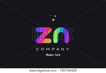 Zn Z N  Colored Rainbow Creative Colors Alphabet Letter Logo Icon