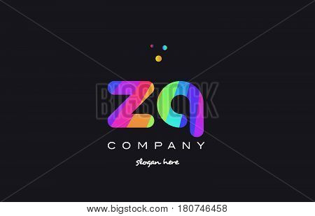 Zq Z Q  Colored Rainbow Creative Colors Alphabet Letter Logo Icon