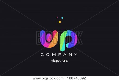 Wp W P  Colored Rainbow Creative Colors Alphabet Letter Logo Icon