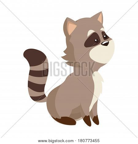 cute raccon animal, cartoon icon over white background. colorful design. vector illustration