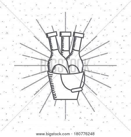 bucket with beer bottles icon over white background. dector illustration