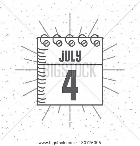 calendar with usa indepence day date icon over white background. vector illustration