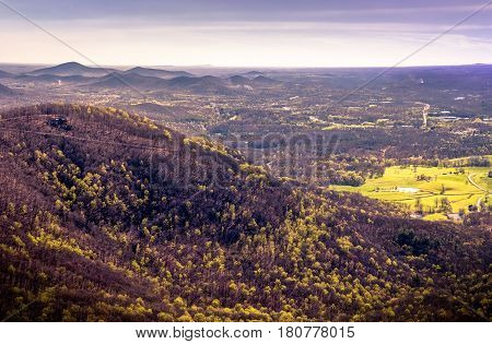 Panoramic view of Cleveland Georgia seem from the summit of Yonah Mountain