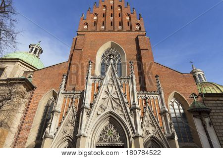 13th century Holy Trinity Church facade Old Town Krakow Poland