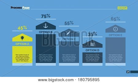 Five options percentage chart. Business data. Comparison, diagram, design. Creative concept for infographic, templates, presentation. Can be used for topics like analysis, economy, research.