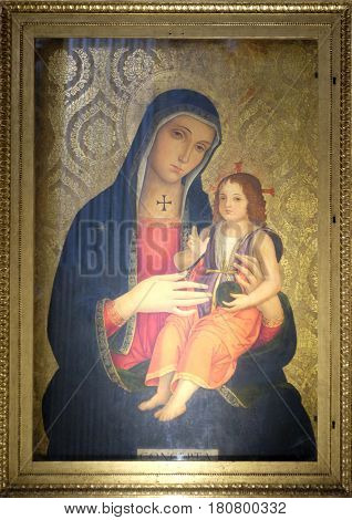 ROME, ITALY - SEPTEMBER 03: The Madonna by Antoniazzo Romano (late 15. cent.) in church dei Santi XII Apostoli in Rome, Italy on September 03, 2016.