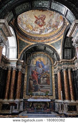 ROME, ITALY - SEPTEMBER 02: The Cybo Chapel in Church of Santa Maria del Popolo, Rome, Italy on September 02, 2016.