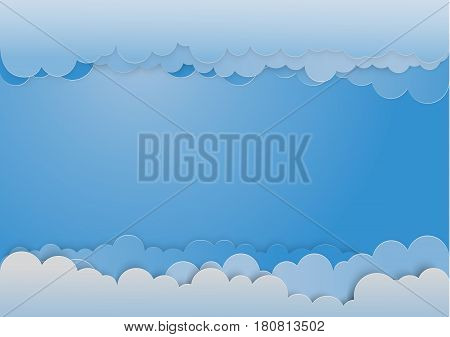 Sky background with clouds. Template for something. Clouds are like paper