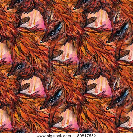 Watercolor fox tail and fur wild dog