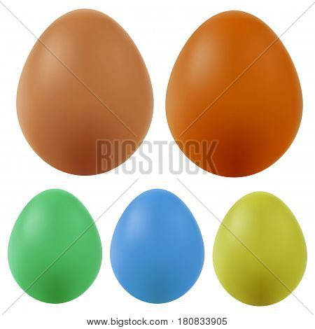 Set of colored eggs on Easter holiday, isolated on white, vector illustration