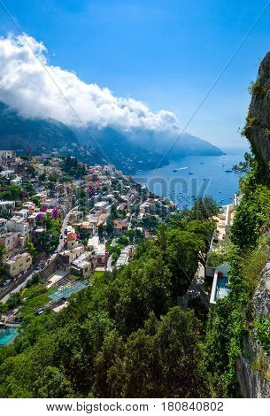 Italy view of Positano from the panoramic Route 163