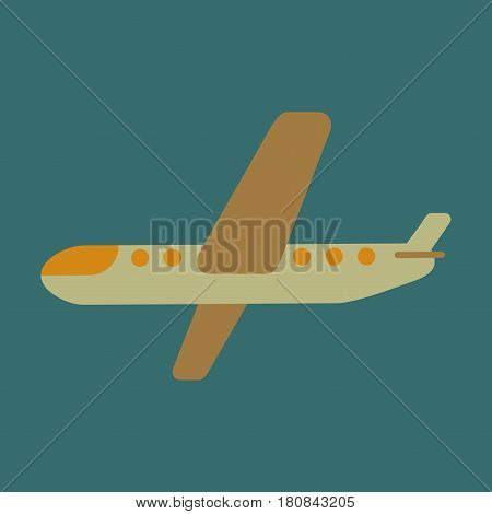 Icon in flat design aircraft airport transportation