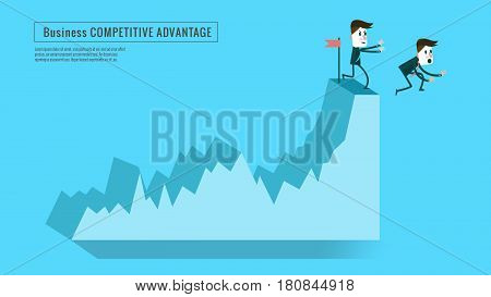 businessman push competitor down from top graph. Concept of competition risk of investment . flat character design and elements. vector illustration