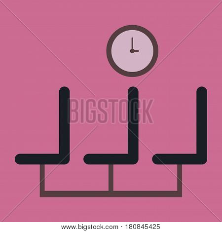 Icon in flat design for airport waiting hall