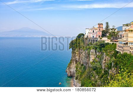 Italy Campania Vico Equenseview of the town over the sea