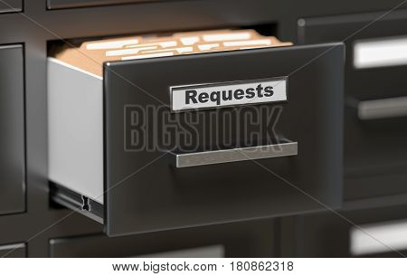 Requests Files And Documents In Cabinet In Office. 3D Rendered I