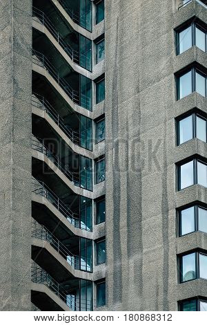 Concrete Architectural steps in the barbican area of London