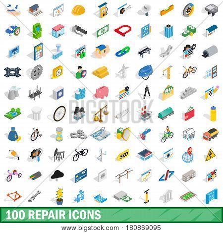 100 repair icons set in isometric 3d style for any design vector illustration