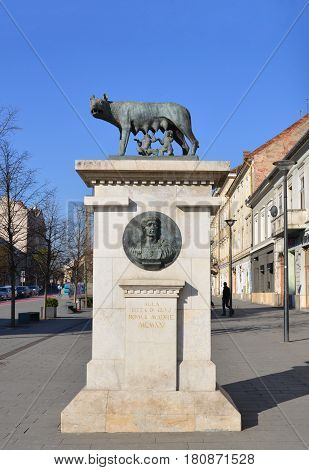 Cluj Napoca city romania she-wolf statue landmark