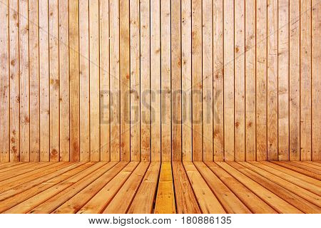 Wooden 3d empty room interior as background