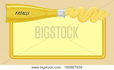 Yellow fatalli sauce framed banner with copyspace. Traditional seasoning from hot chili pepper in glass bottle flat vector. African national cuisine ingredient illustration for restaurant menus design
