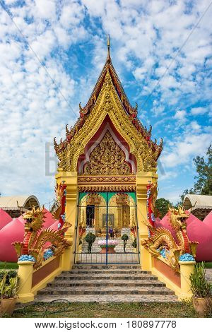 Buddhist Temple Entrance With Colorful Decoration