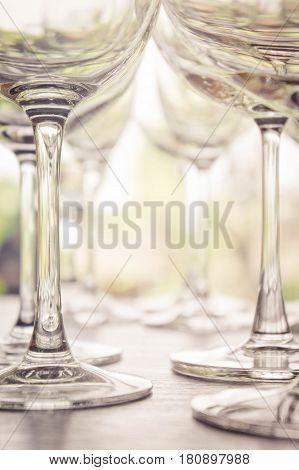 water glass on the shelves Drinking water container Empty water glass