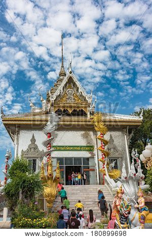 Buddhist Temple With Colorful Silver Decoration