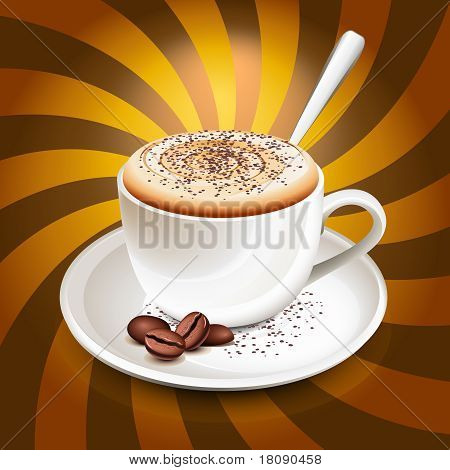 Tazza cappuccino sopra raggi