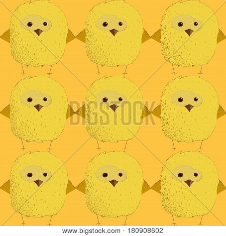 Funny cute chick. Easter day. Vector illustration. Seamless pattern.