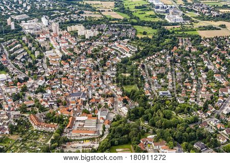 Aerial Of Town Of Schwalbach In Germany